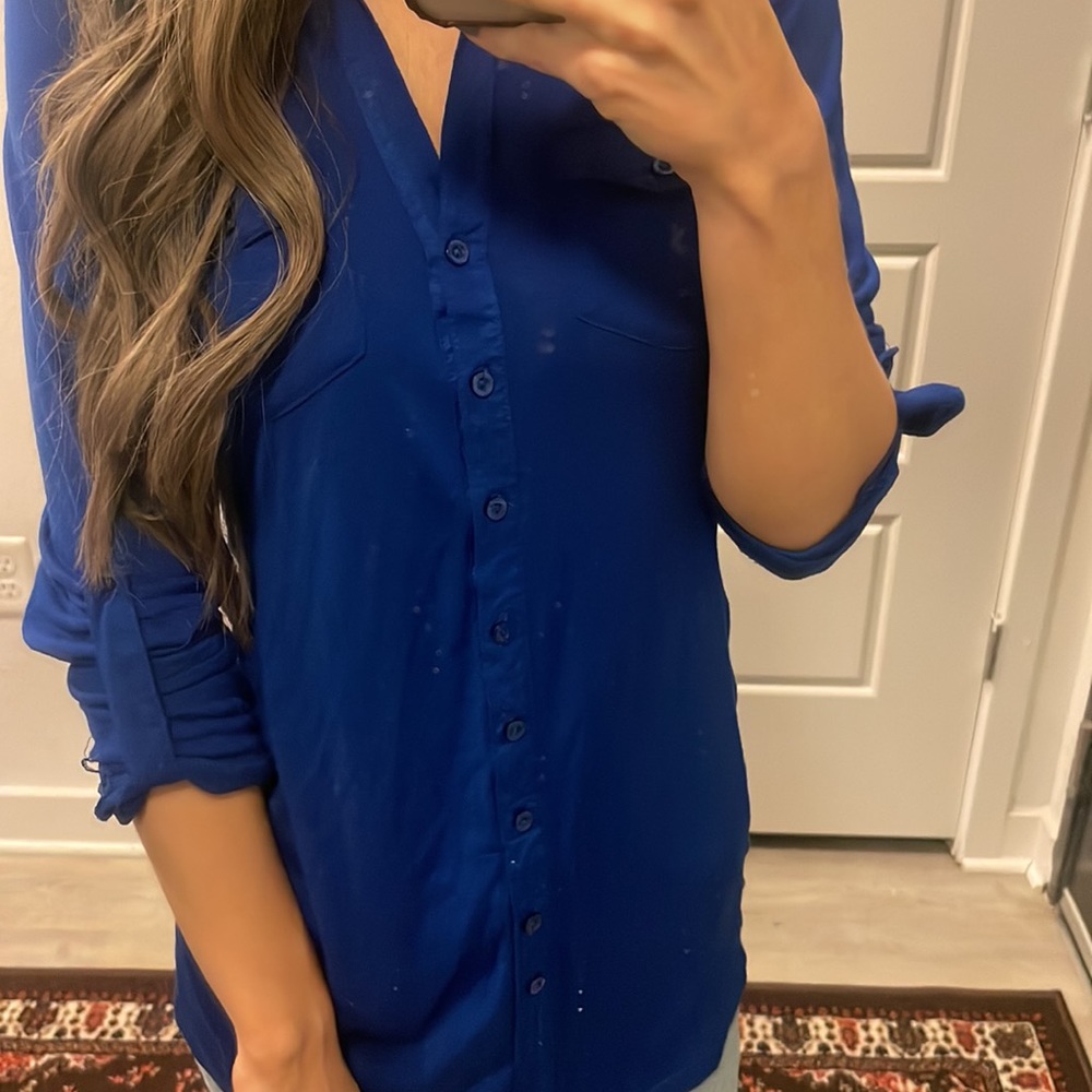 Blue Button Down Tunic - Picture 2 of 2